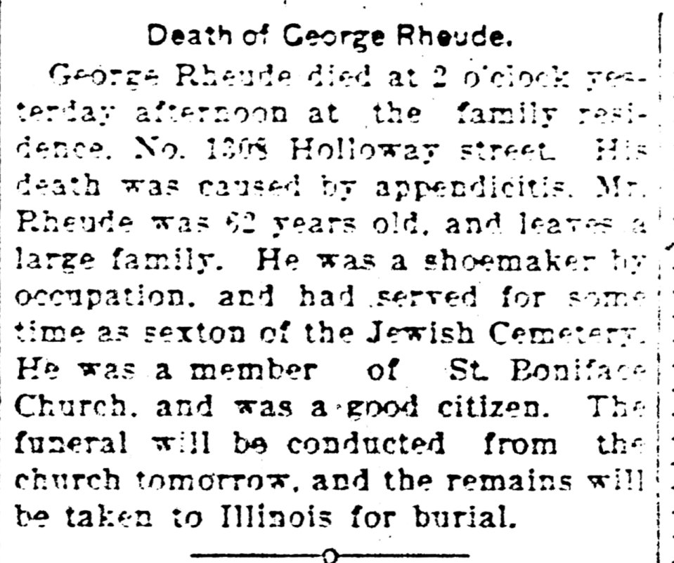 George Rheude's Obituaries